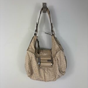 Vintage Guess‎ Tan Hobo Shoulder Bag Chrome Buckle Y2K Purse